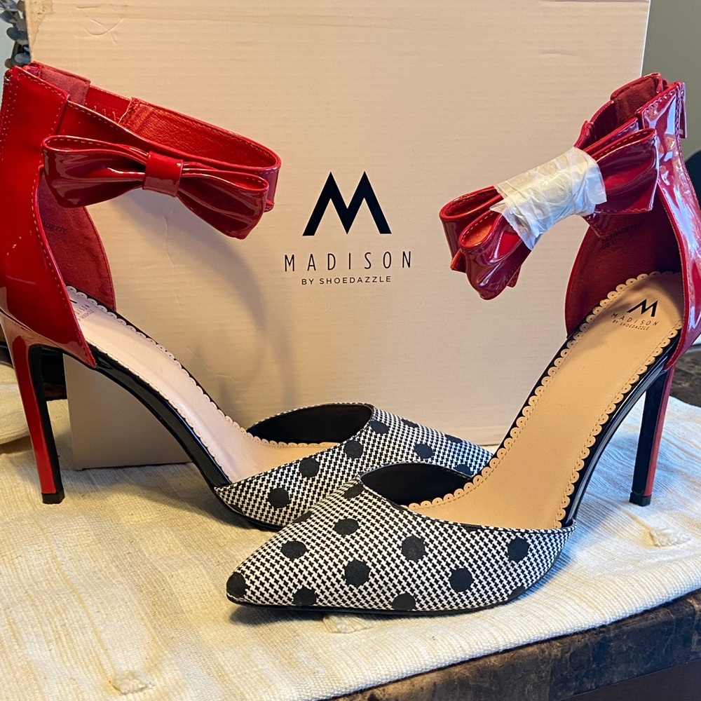 Madison, polka dot heels, size 11